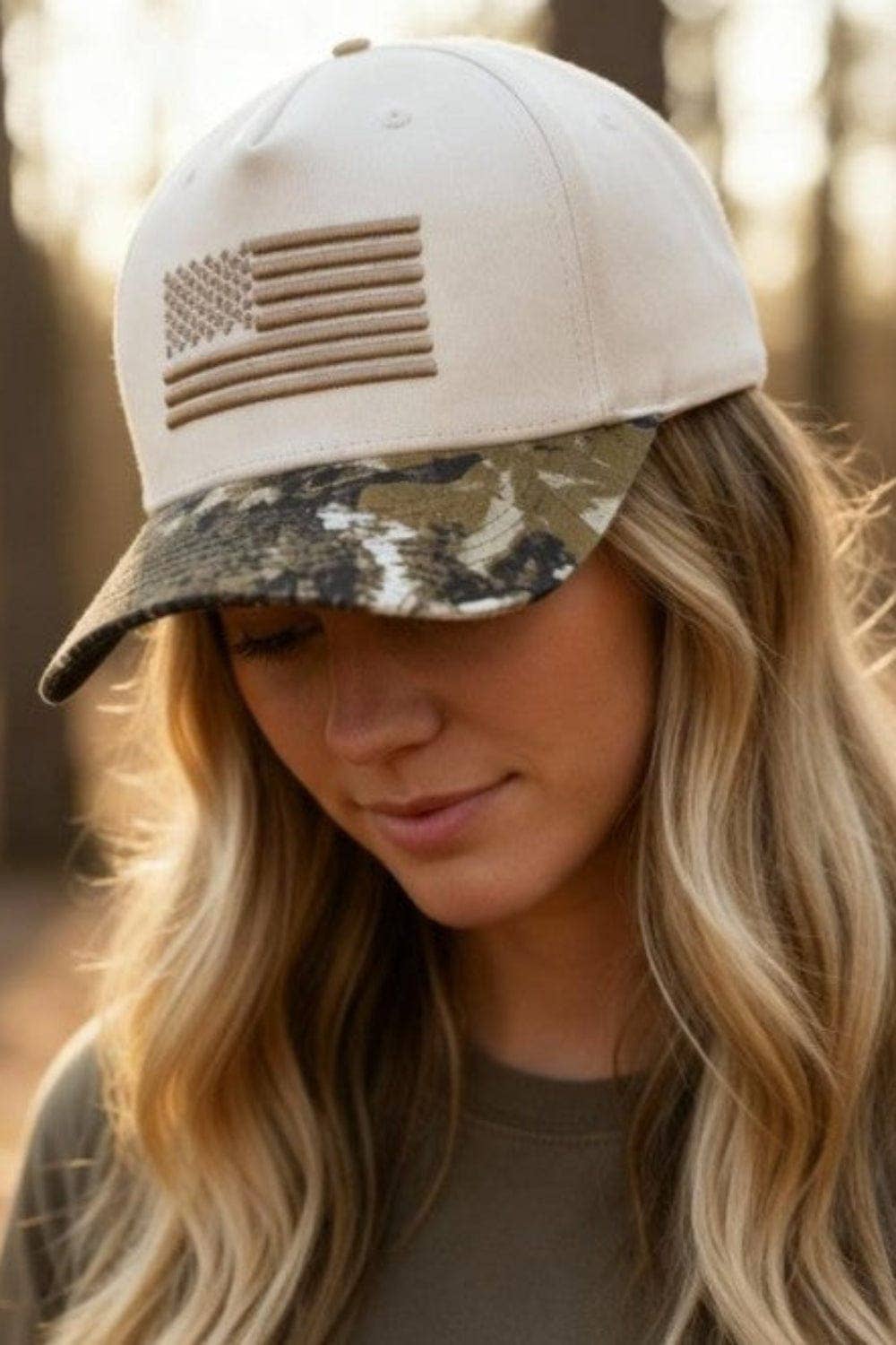 Flag and Camo Embroidered Trucker Hat
