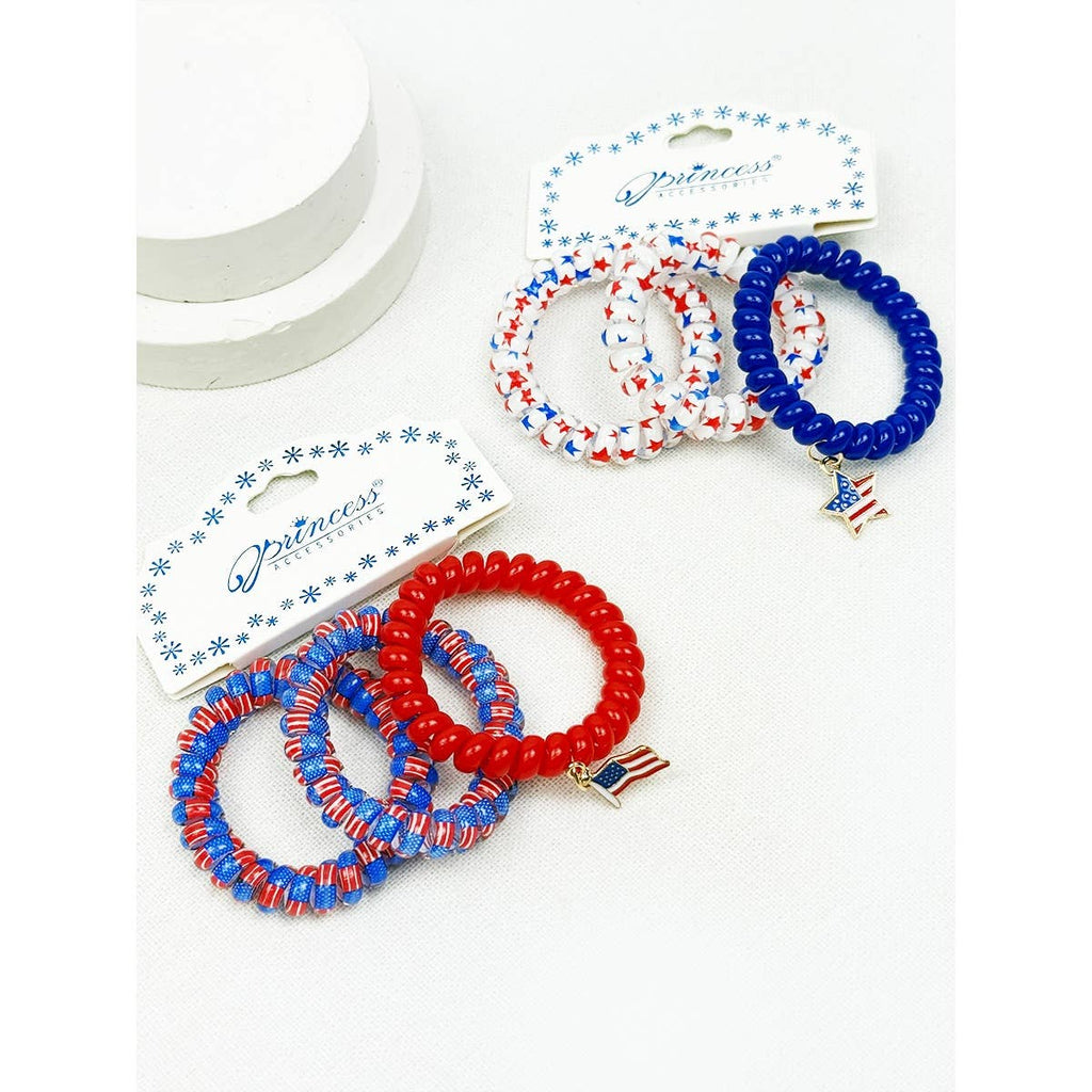 USA Charm Phone Cord Hair Tie Set