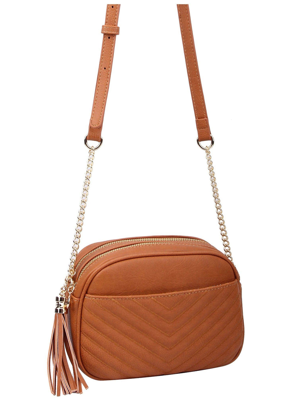Lindsay Double Zip Chevron Crossbody Bag