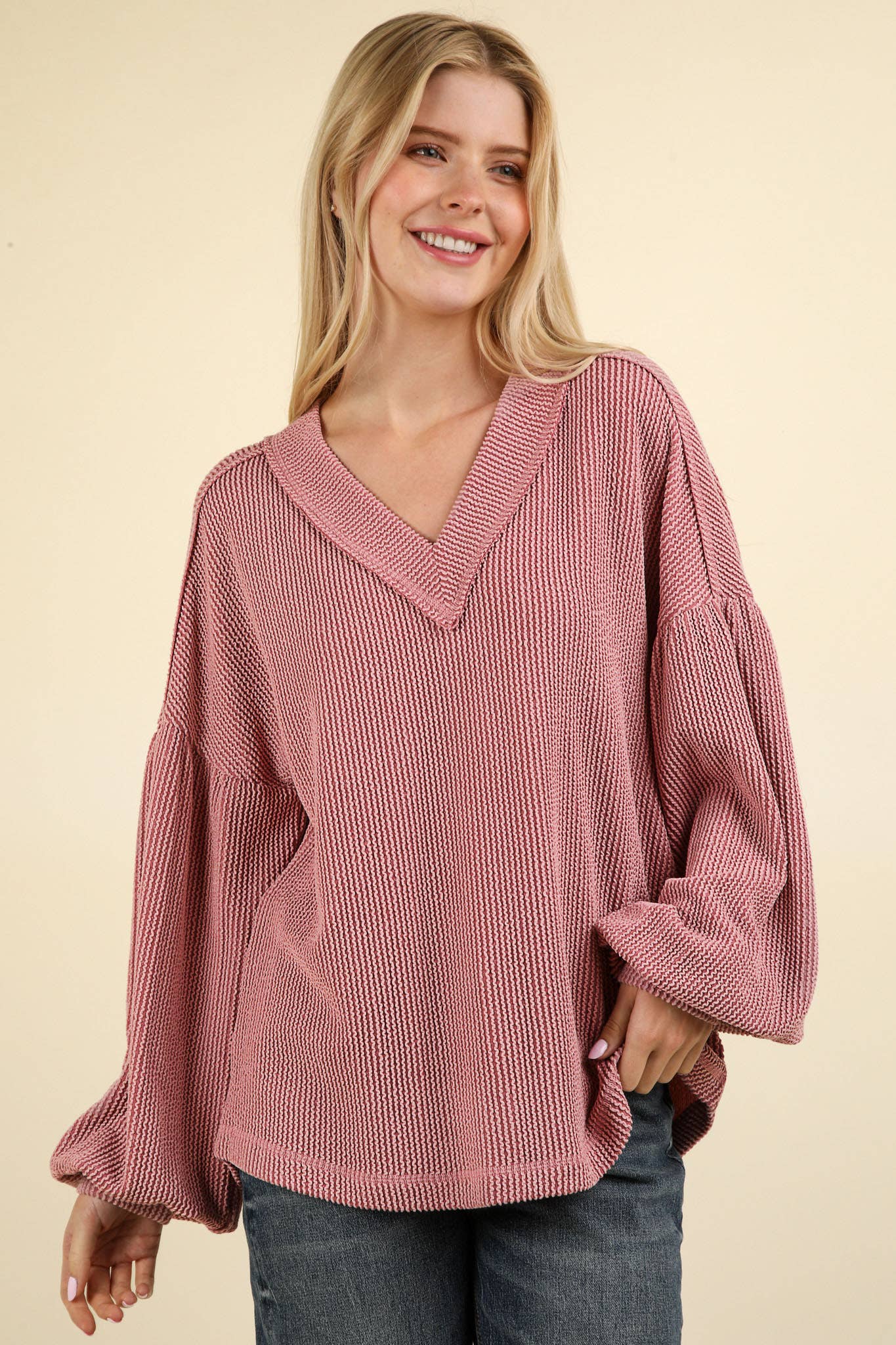 Otto Ribbed V-Neck Knit Top