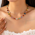 Multicolor Mixed-Shape Crystal Necklace