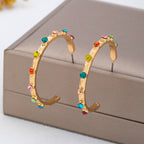 Multi Color Gemstone Hoop Earrings