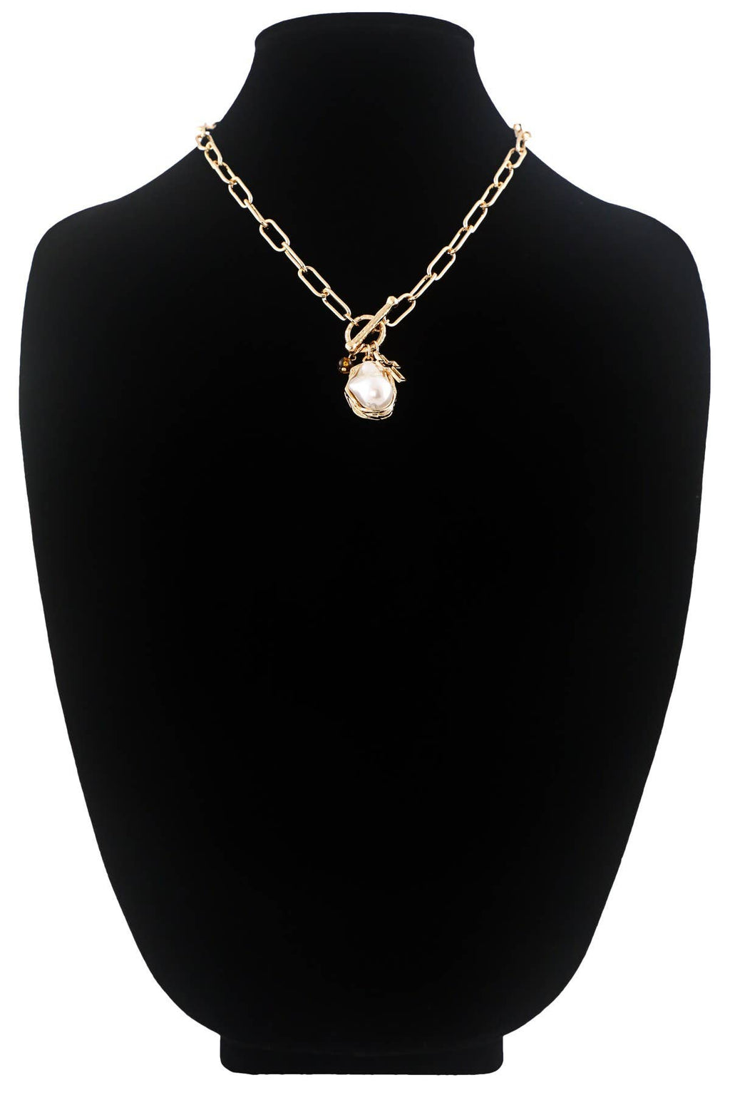 Pearl & Cross Toggle Chain Necklace