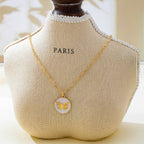 Paperclip Chain Butterfly Enamel Pendant Necklace