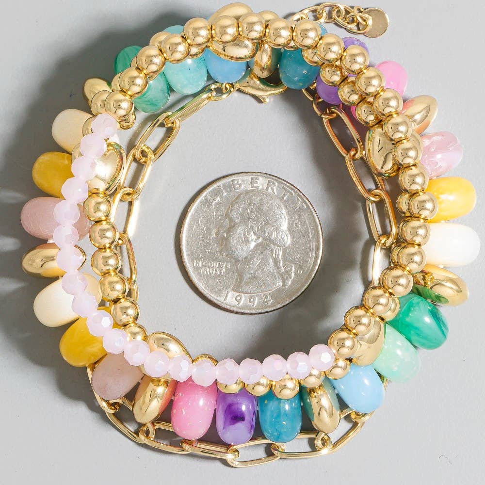 Marble Hearts Beaded Bracelet Set