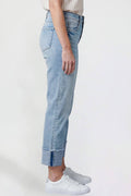Mid Rise Stretch Cuffed Cropped Jeans