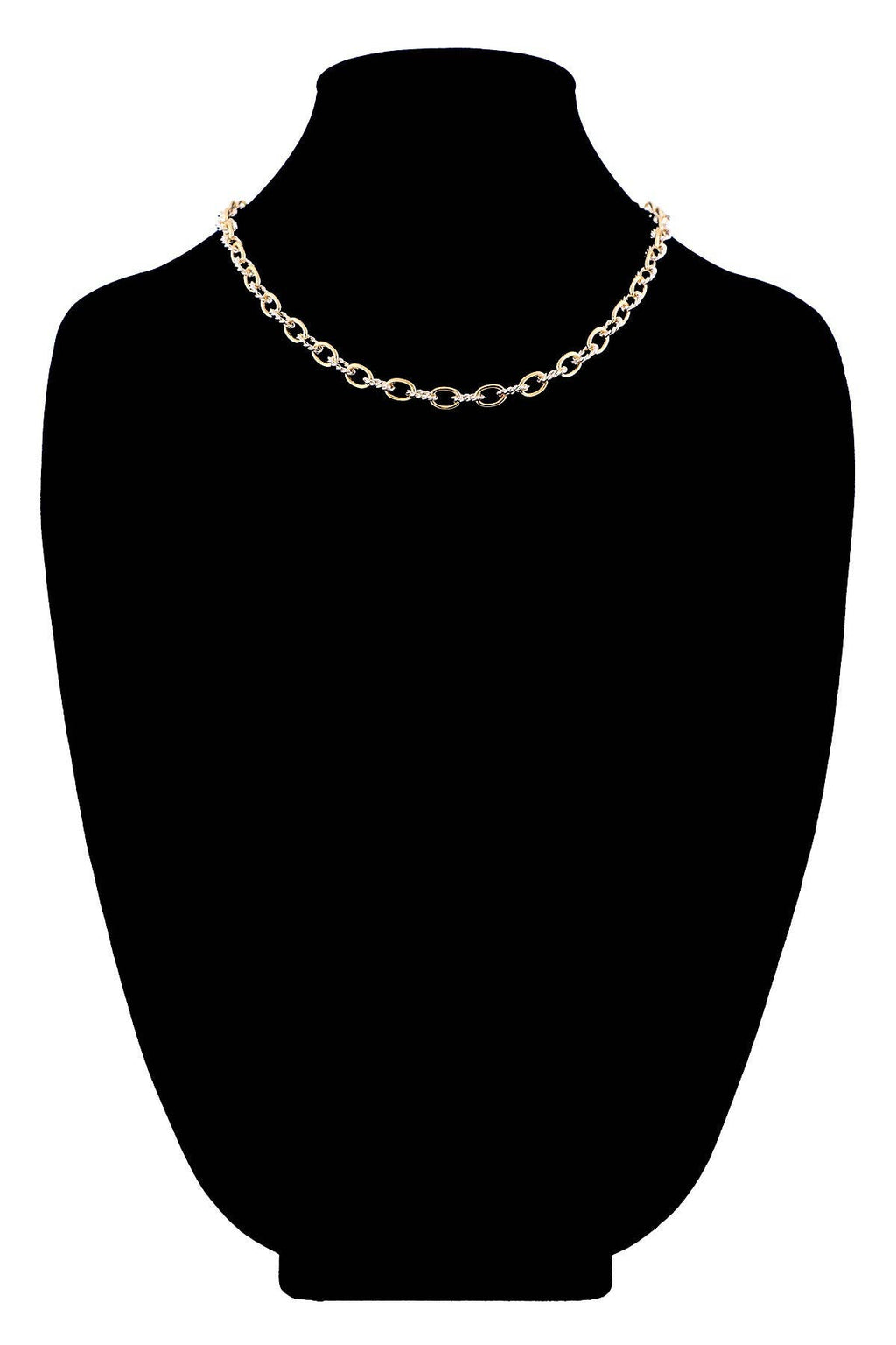 Two-Tone Textured Link Chain Necklace