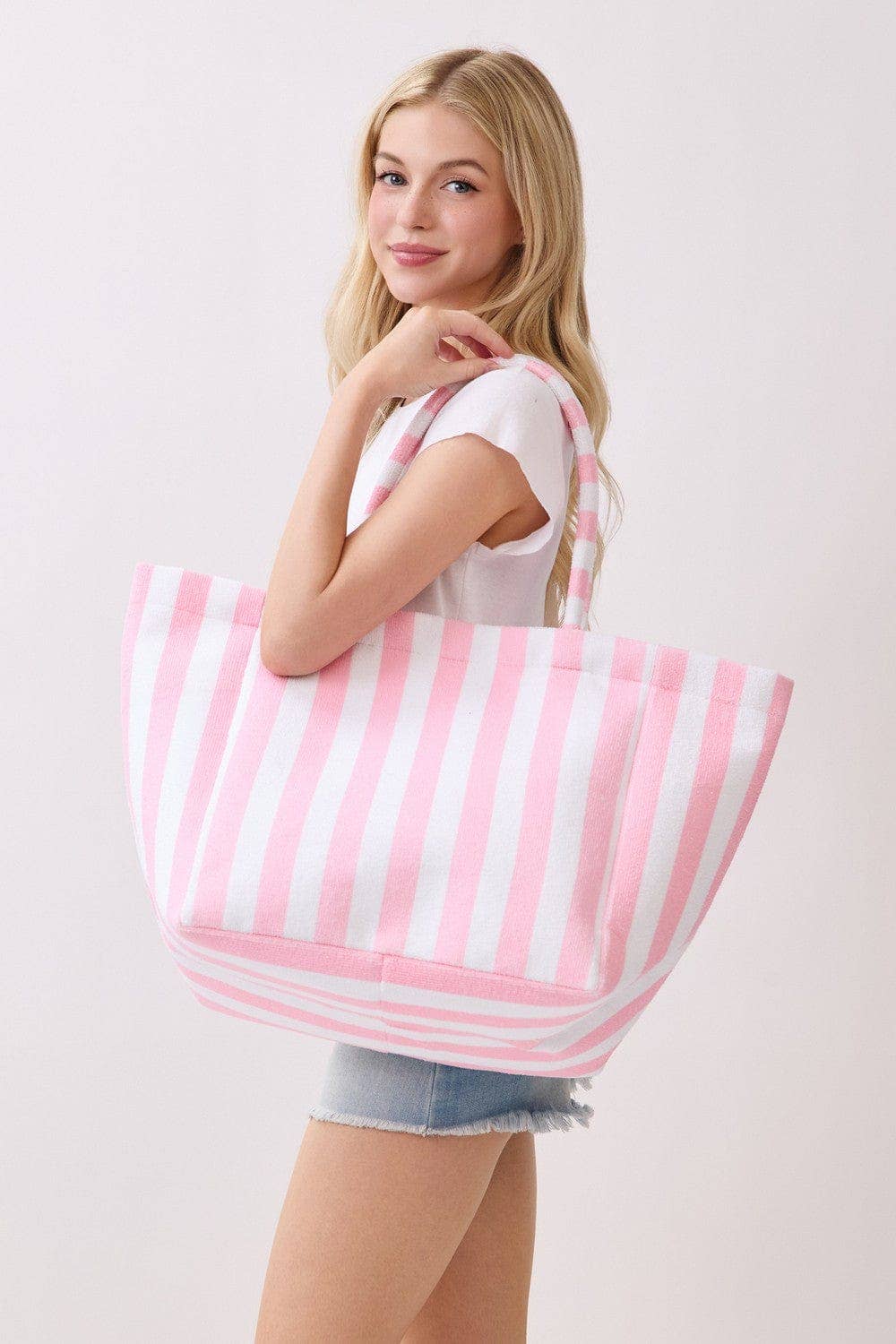 Striped Terry Beach Tote Bag