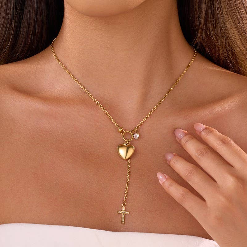 Gold & Cross Y Necklace