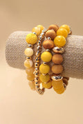 Wood & Glass Stretch Bracelet Set