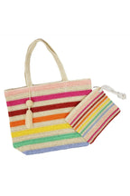Amara Striped Crochet Women's Tote Bag with Tassel