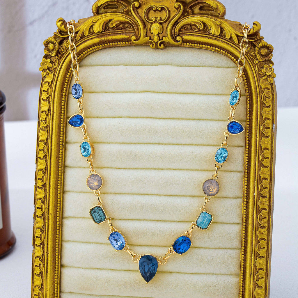 Ombré Sapphire-Hued Crystal Necklace