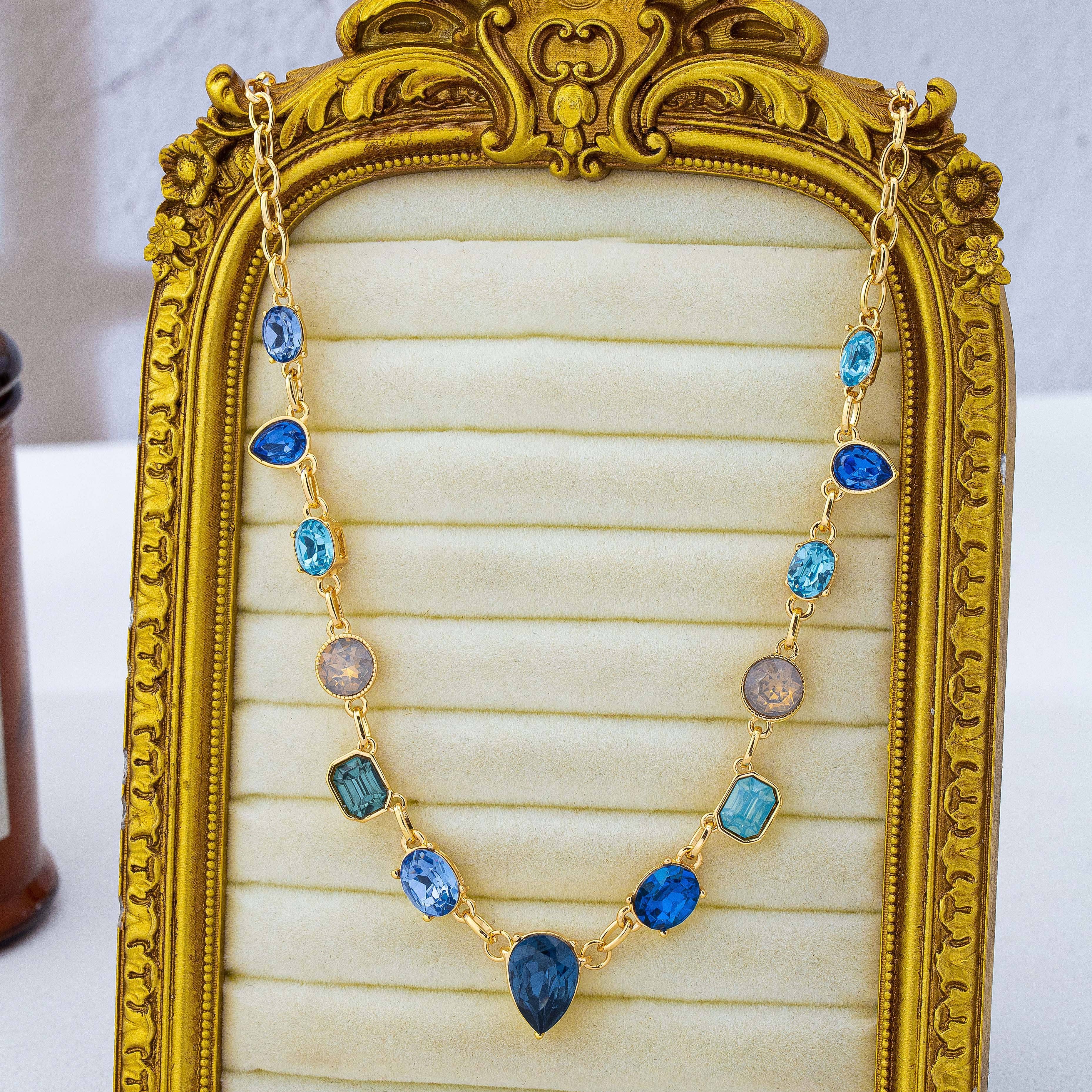 Ombré Sapphire-Hued Crystal Necklace