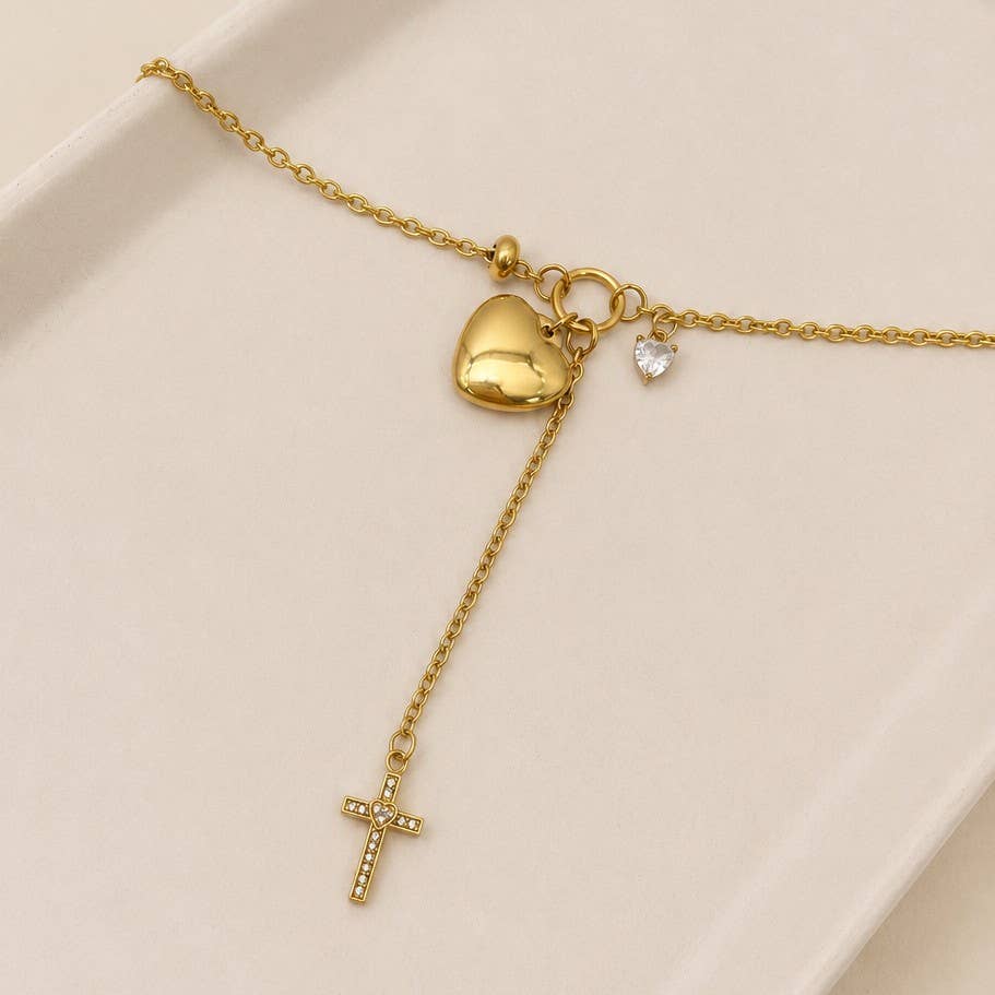 Gold & Cross Y Necklace