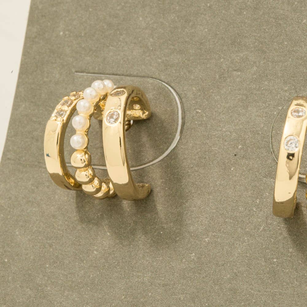 Mini Pearl Bead Hoop Earrings