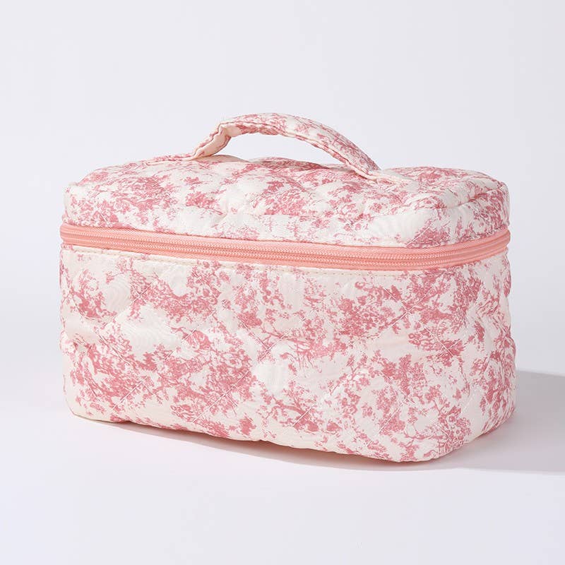 Quilted Cosmetic Bag with Handle