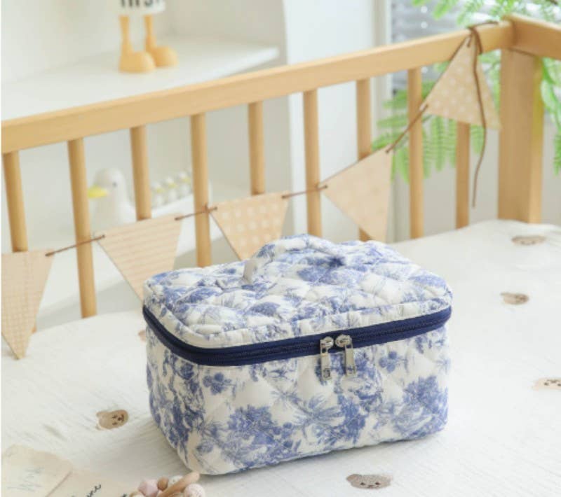 Quilted Cosmetic Bag with Handle