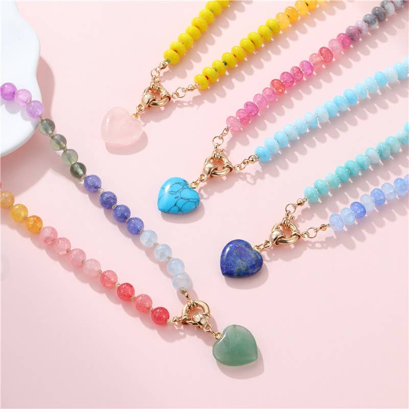 Natural Stone & Glass Bead Necklace