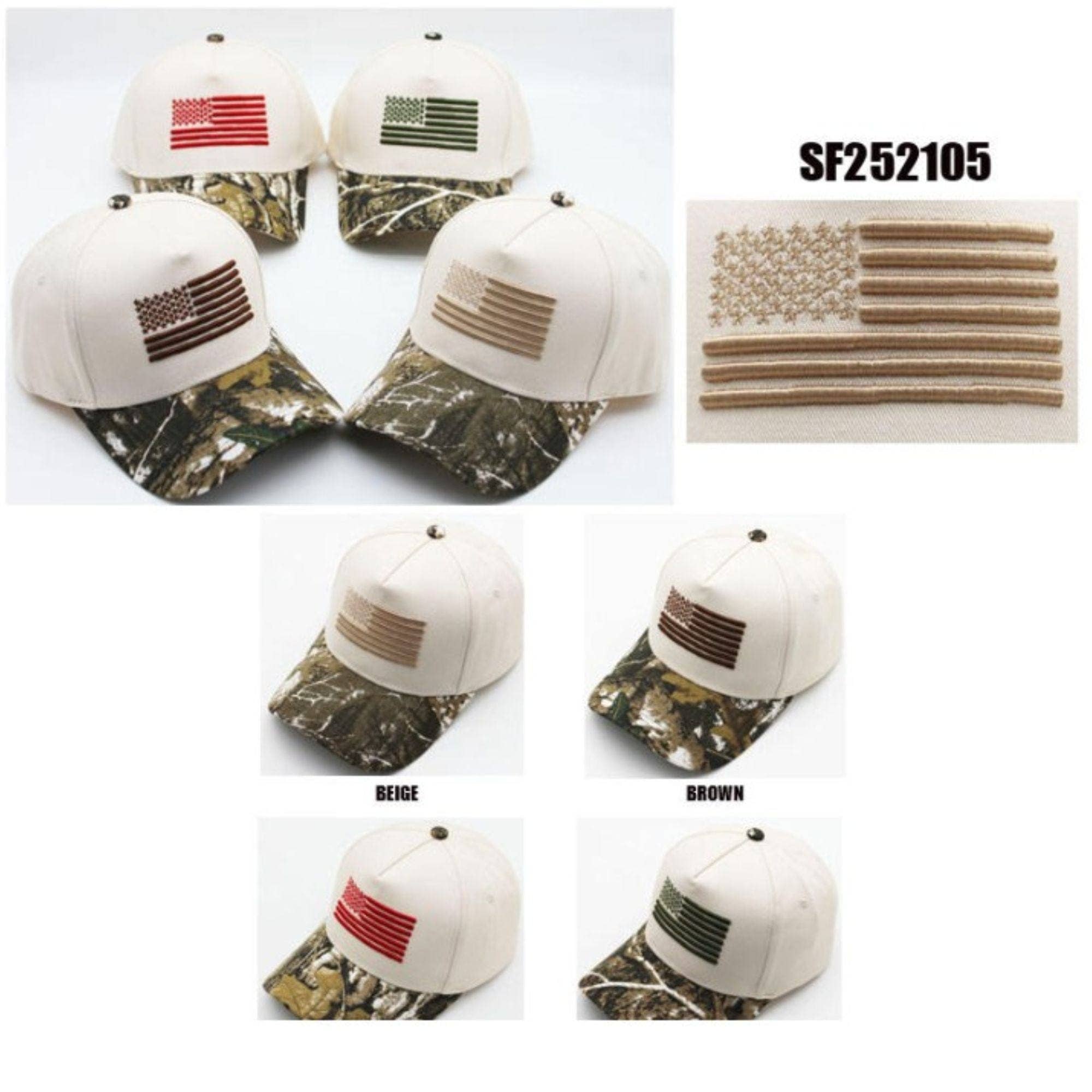 Flag and Camo Embroidered Trucker Hat