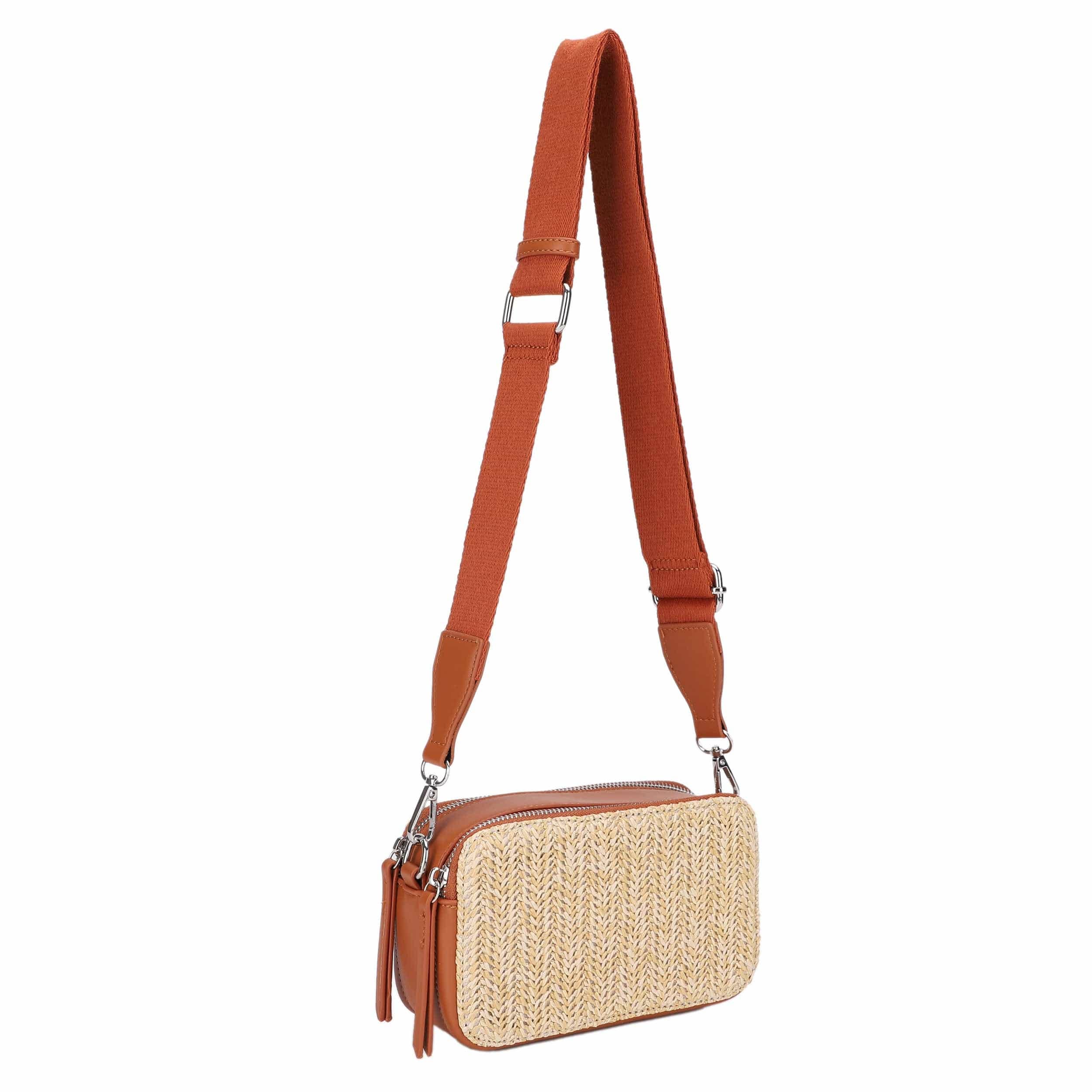 Jeena Two Tone Straw Crossbody Bag