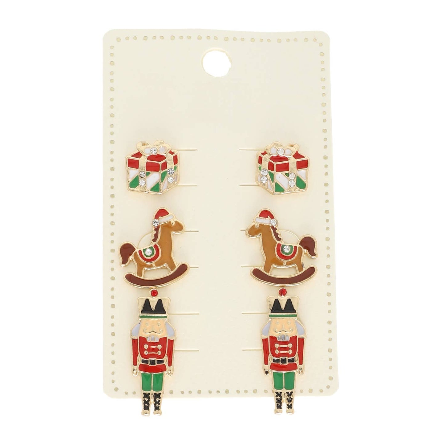 3-Pack Christmas Nutcracker Themed Earrings