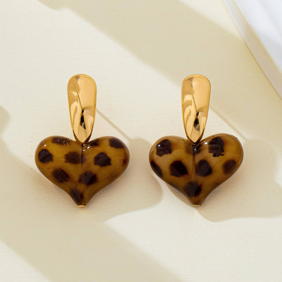 Leopard Heart Drop Earrings