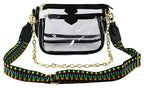 Clear Double Zip Crossbody Bag With Guitar/Chain Strap