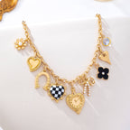 Gold & Black Multi-Charm Necklace