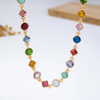 Multicolor Mixed-Shape Crystal Necklace