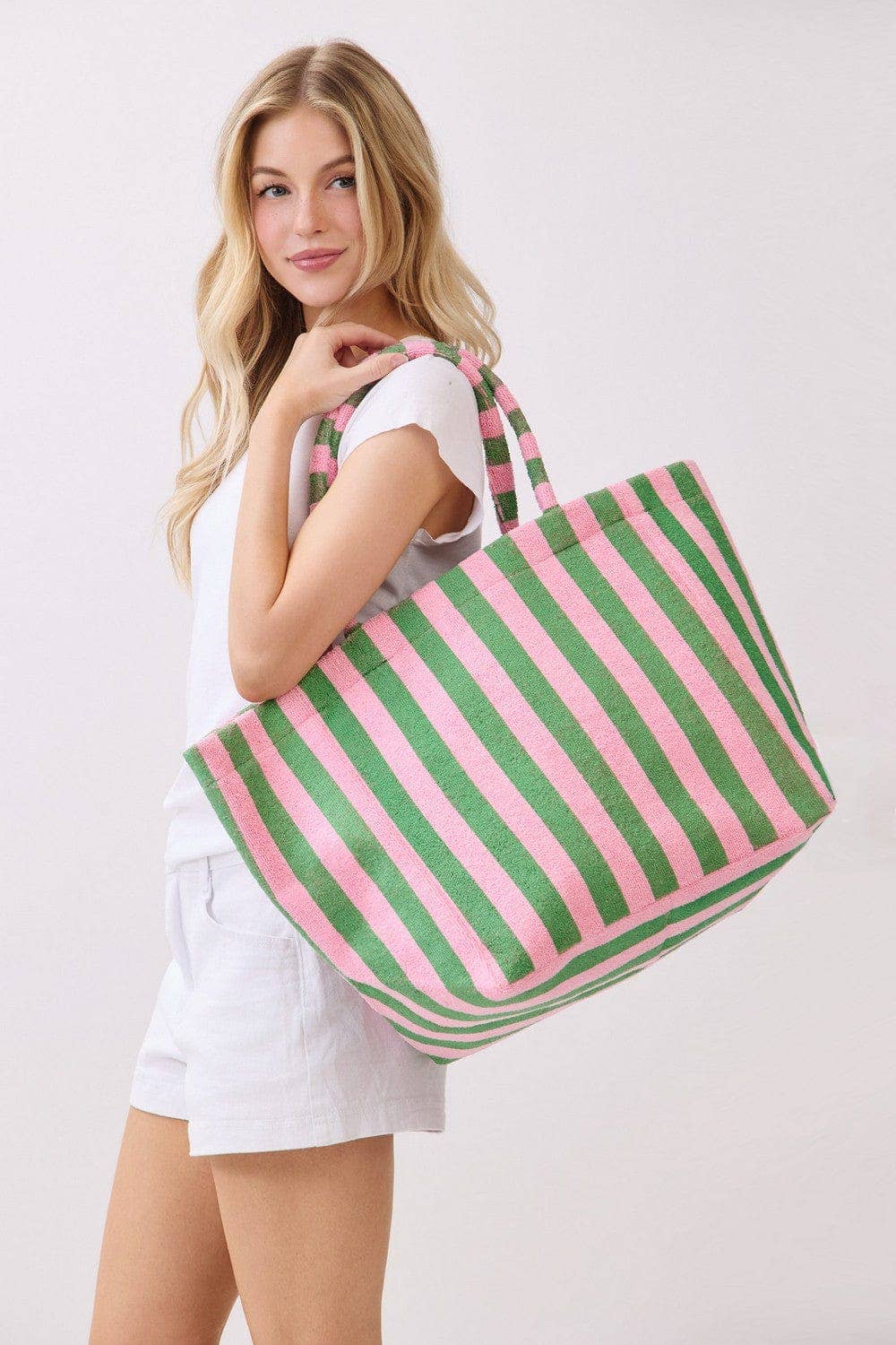 Striped Terry Beach Tote Bag