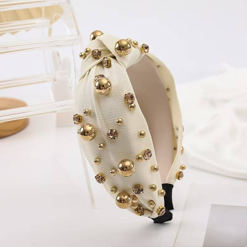 Gold Ball & Rhinestone Knot Headband