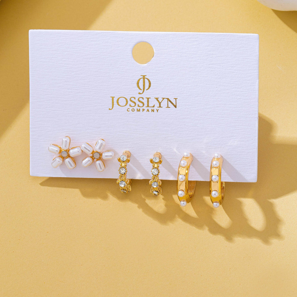Pearl Stud & Hoop Trio Earrings