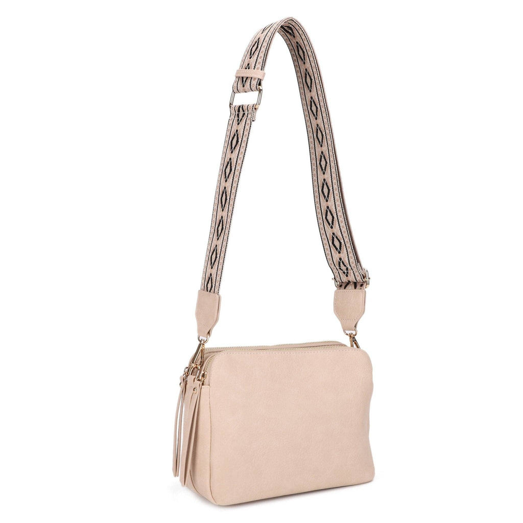 Mila 3 Compartment Crossbody Bag With Guitar Strap