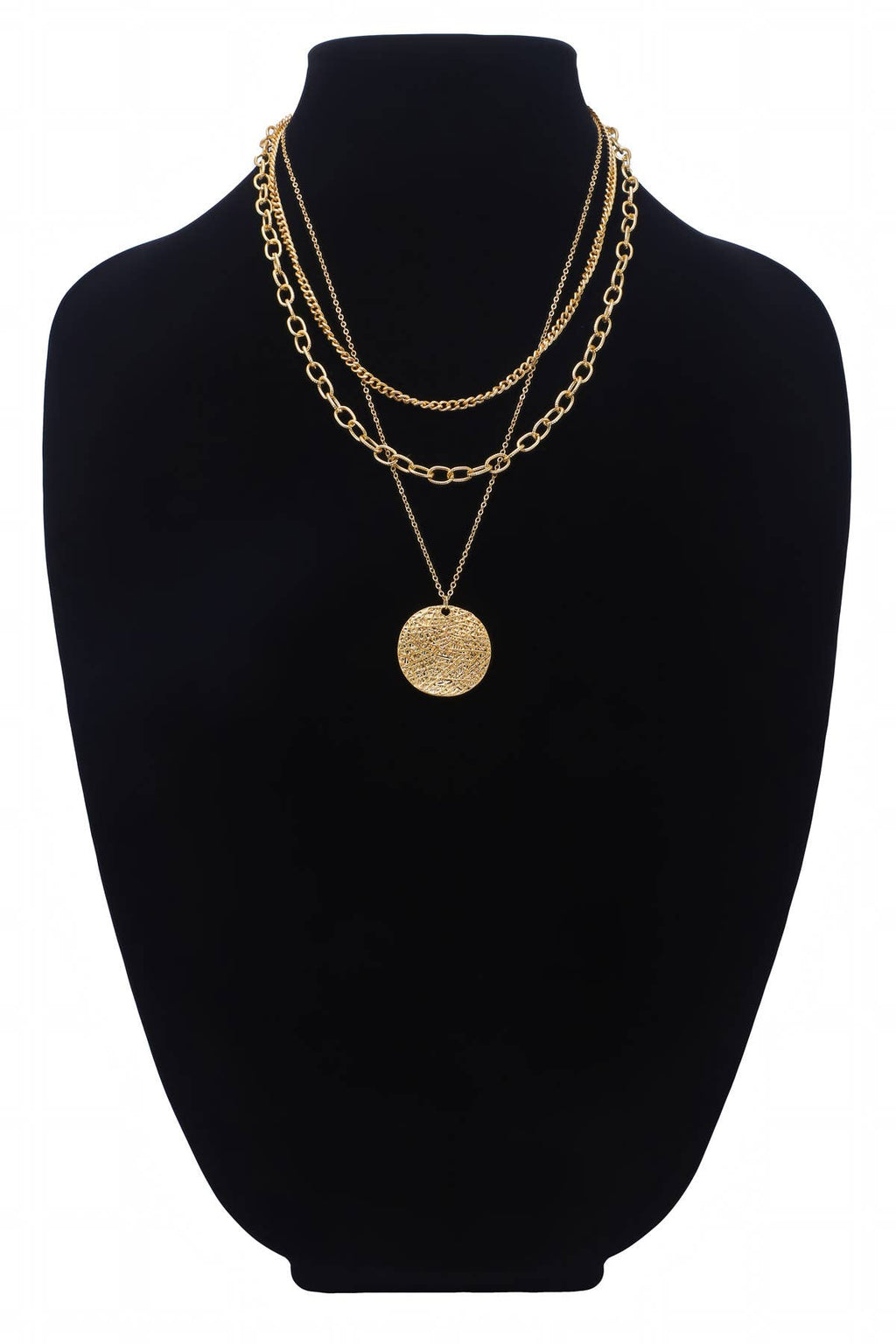 Vintage Link Necklace with Hammered Pendant