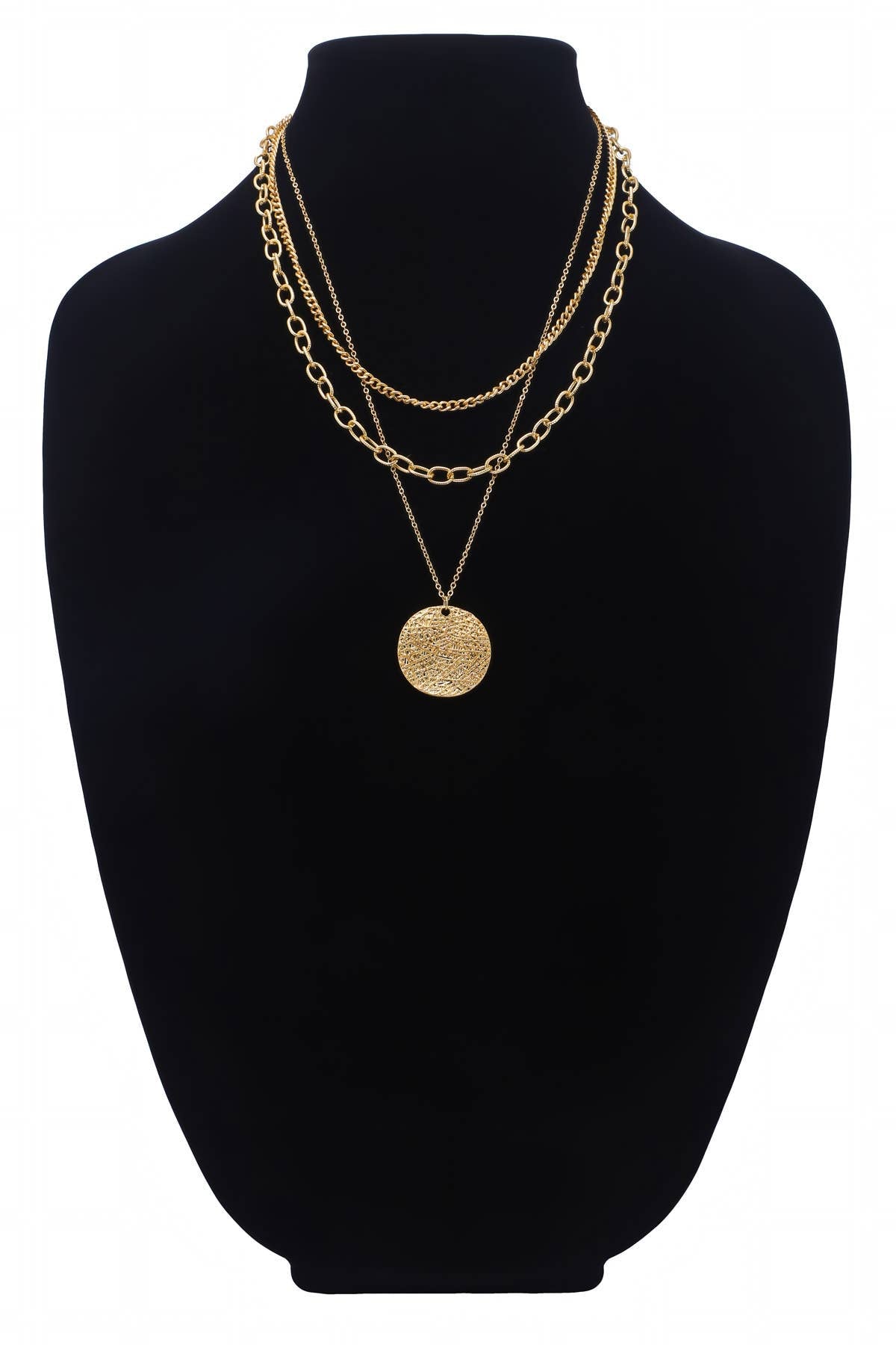 Vintage Link Necklace with Hammered Pendant