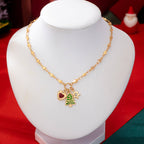 Cluster Christmas Tree and Heart Charm Necklace