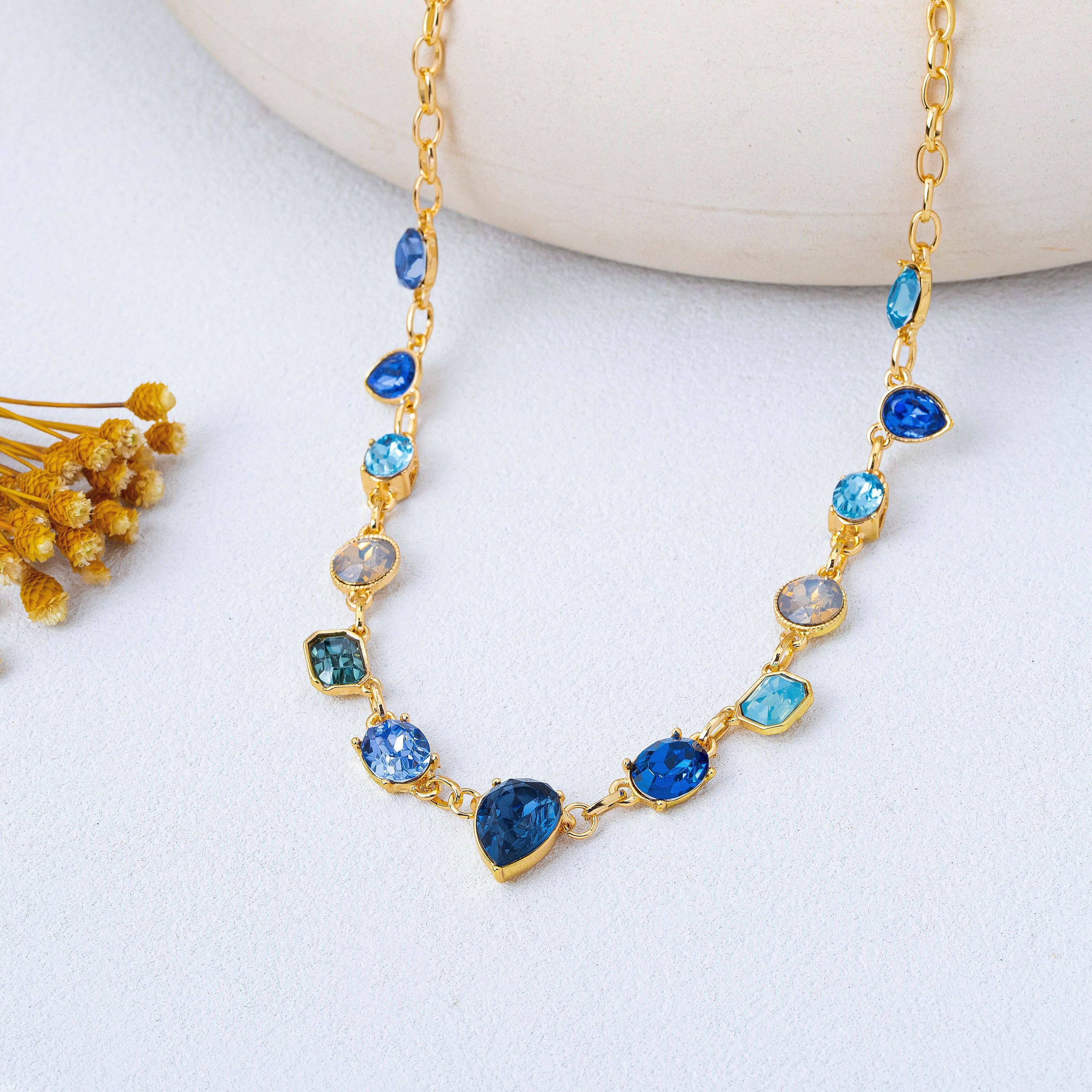 Ombré Sapphire-Hued Crystal Necklace
