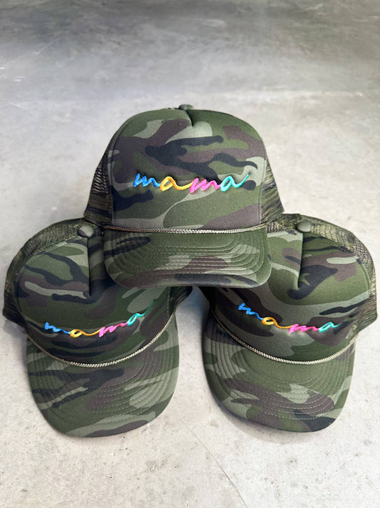 Mama Embroidered Camo Trucker Hat