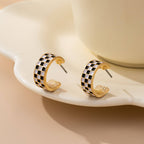 Checker Huggie Hoop Earrings