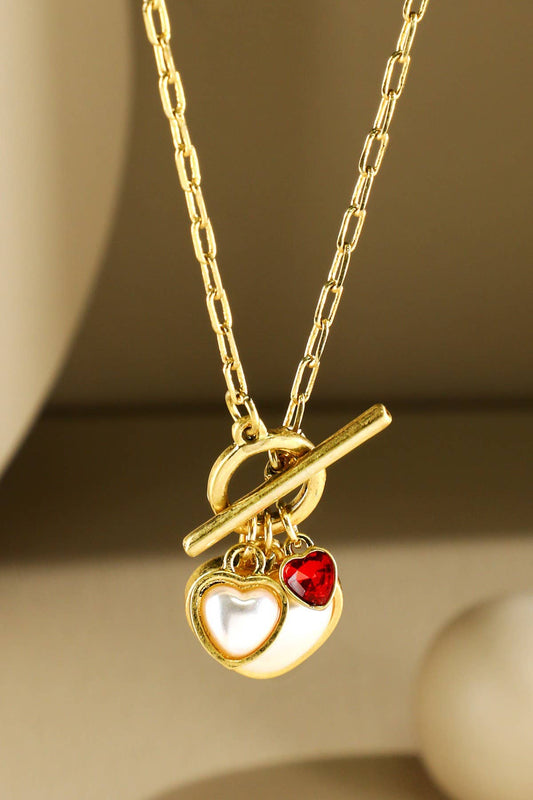 Heart Shaped Pearl Charm Necklace