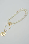 2 Piece Pearl and Round Pendant Necklace