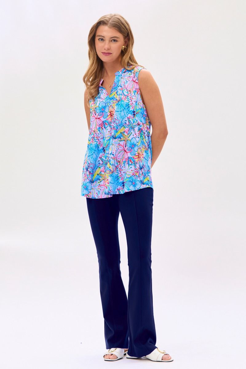 Lucy Blue Floral Wrinkle Free Blouse